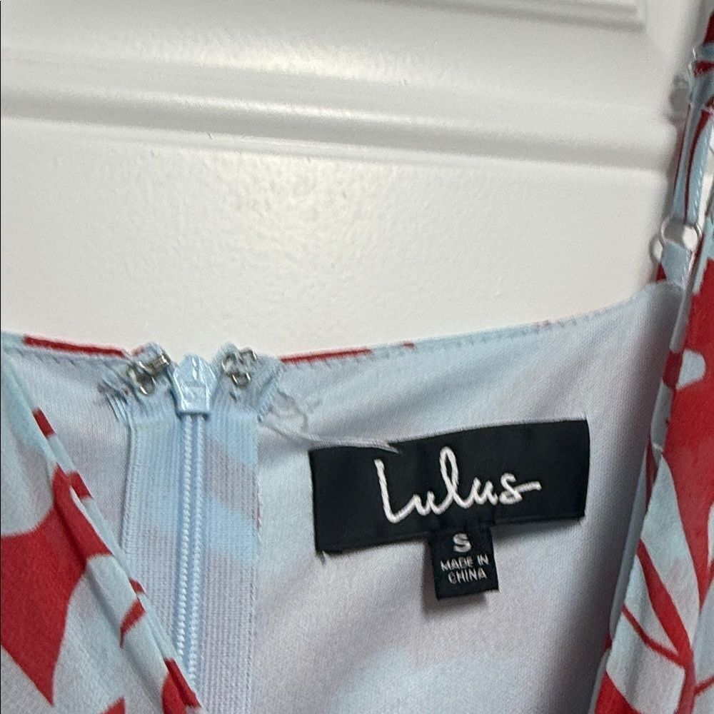 Lulu's Red and Blue Cocktail Dress - Size Small - Worn Once - Tie Front Zip Back - Picture 5 of 7